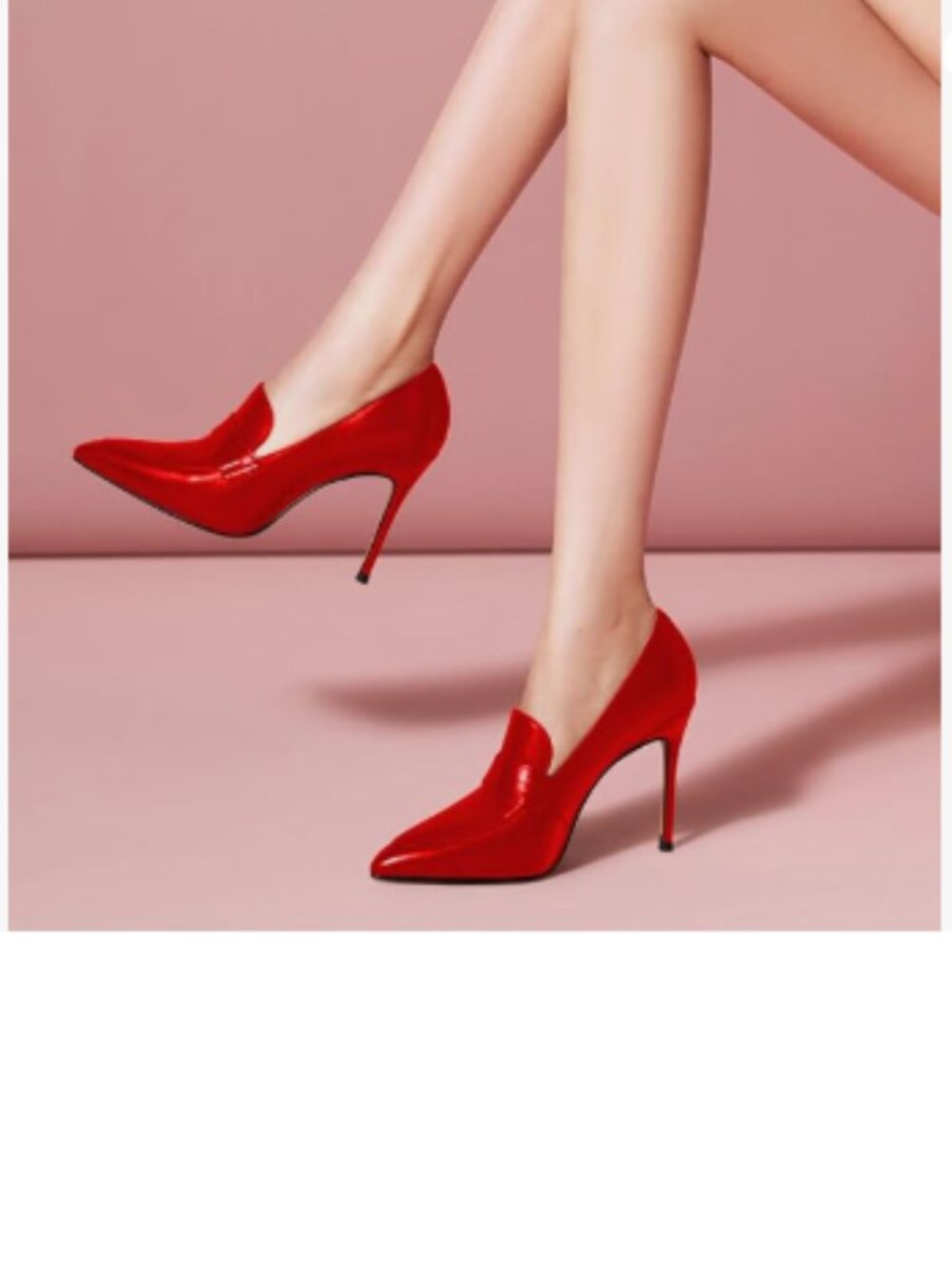 YDN Red High Heel Pumps Slip on Pointed Toe Loafers All Season Office Daily Shoe